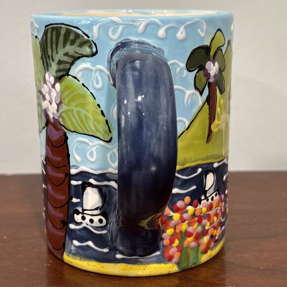 Michelle Elliot Hand Painted Art Wild Orchid Designs Saint Lucia Coffee mug Cup - Picture 4 of 12